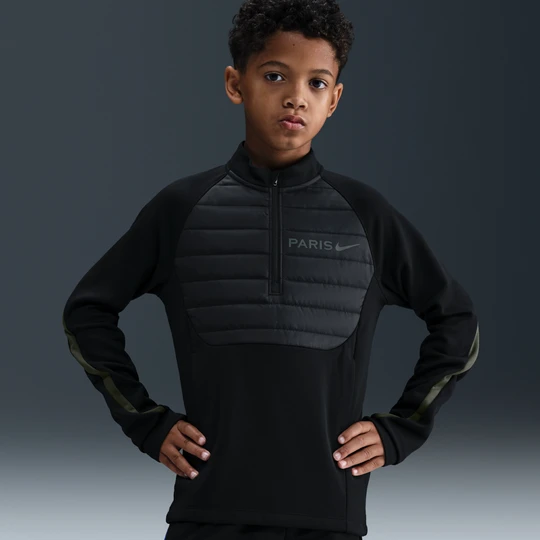 Zdjęcie produktu Treningowa bluza piłkarska dla dużych dzieci Paris Saint-Germain Academy Winter Warrior Nike Therma-FIT - Czerń