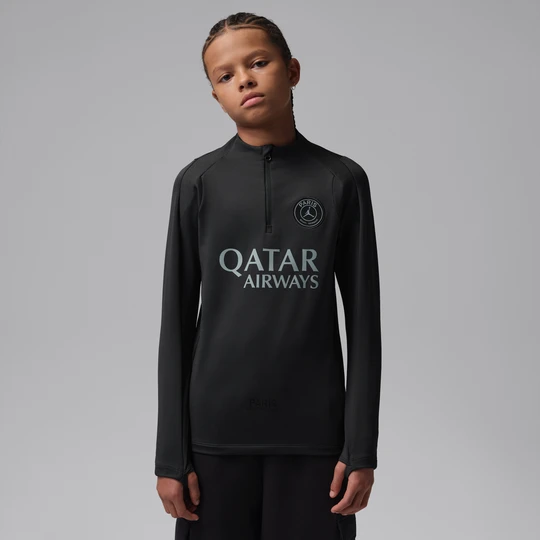 Zdjęcie produktu Treningowa koszulka piłkarska dla dużych dzieci Jordan Dri-FIT Paris Saint-Germain Strike (wersja czwarta) - Czerń
