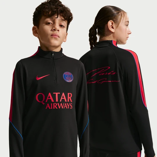 Zdjęcie produktu Treningowa koszulka piłkarska dla dużych dzieci Nike Dri-FIT Paris Saint-Germain Strike - Czerń