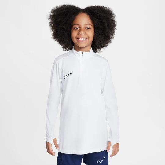 Zdjęcie produktu Treningowa koszulka piłkarska z długim rękawem i zamkiem 1 / 4 dla dużych dzieci Dri-FIT Nike Academy - Biel