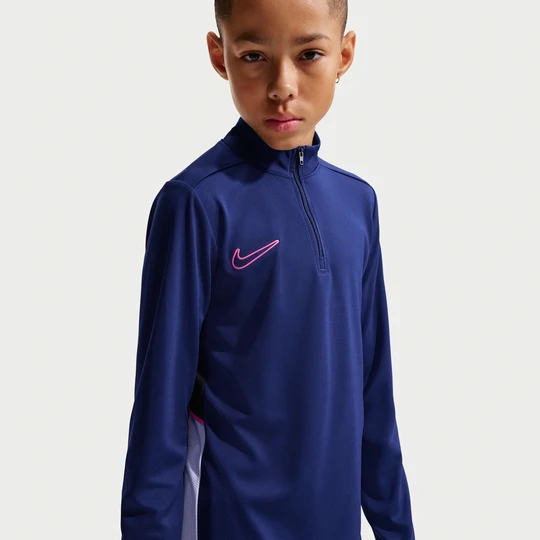 Zdjęcie produktu Treningowa koszulka piłkarska z długim rękawem i zamkiem 1 / 4 dla dużych dzieci Dri-FIT Nike Academy - Niebieski