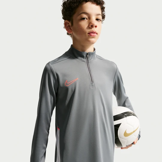 Zdjęcie produktu Treningowa koszulka piłkarska z długim rękawem i zamkiem 1/4 dla dużych dzieci Dri-FIT Nike Academy - Szary