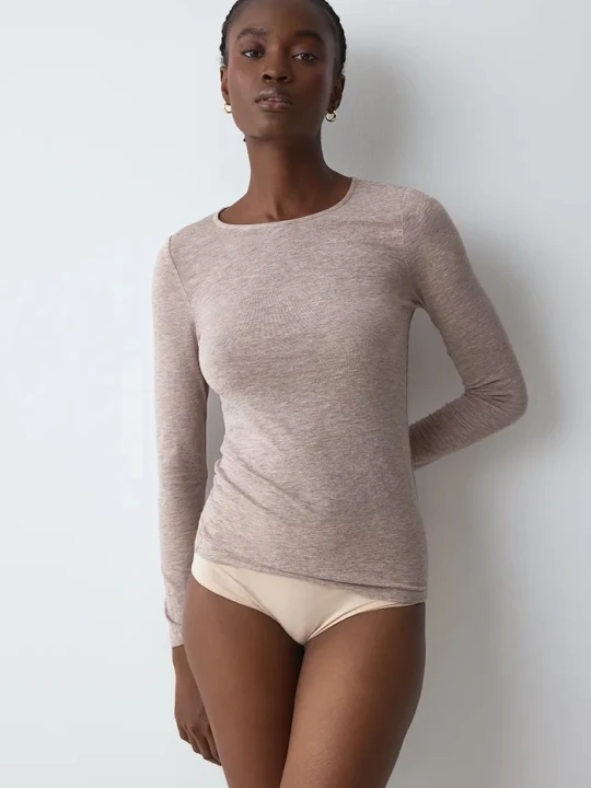 Zdjęcie produktu Triumph longsleeve piżamowy damski z wełną brązowy