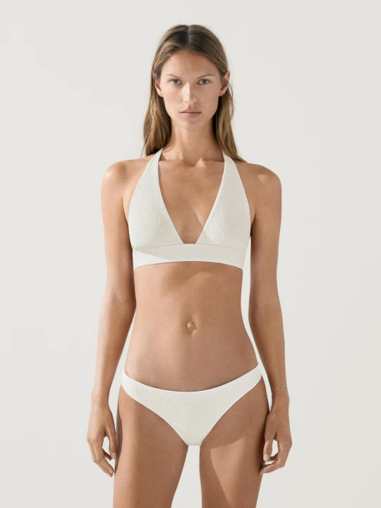 Zdjęcie produktu Trójkątny Biustonosz Od Bikini Z Fakturą - Biały Złamany - Massimo Dutti - Female