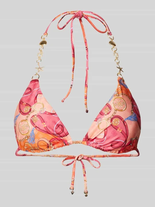 Zdjęcie produktu Góra od bikini z obszyciem ozdobnymi kamieniami Guess Mocnoróżowy
