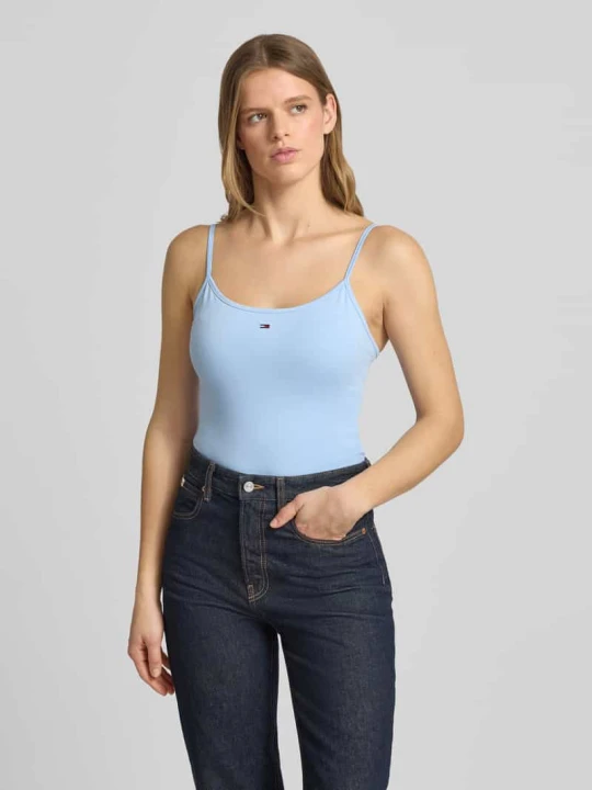 Zdjęcie produktu Trójkątny top na ramiączkach z mieszanki bawełny, krój slim fit Tommy Jeans Jasnoniebieski