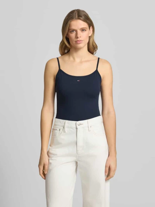 Zdjęcie produktu Trójkątny top na ramiączkach z mieszanki bawełny, krój slim fit Tommy Jeans Granatowy