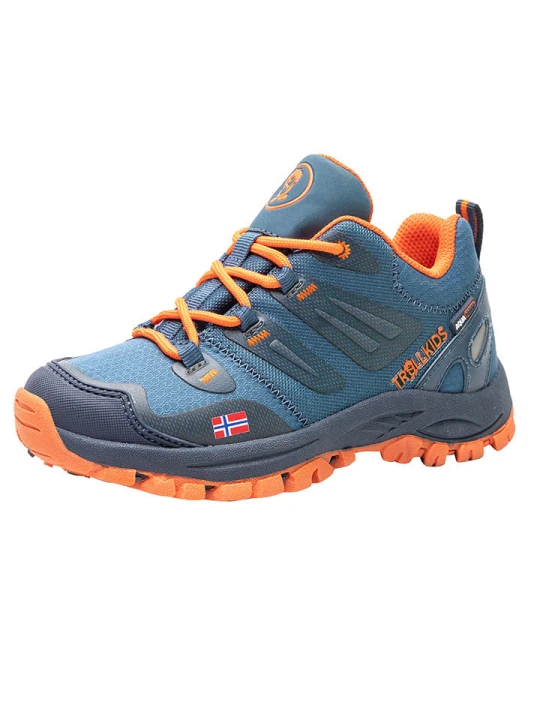 Zdjęcie produktu Trollkids Buty trekkingowe "Rondane Hiker Low" w kolorze niebiesko-pomarańczowym rozmiar: 28