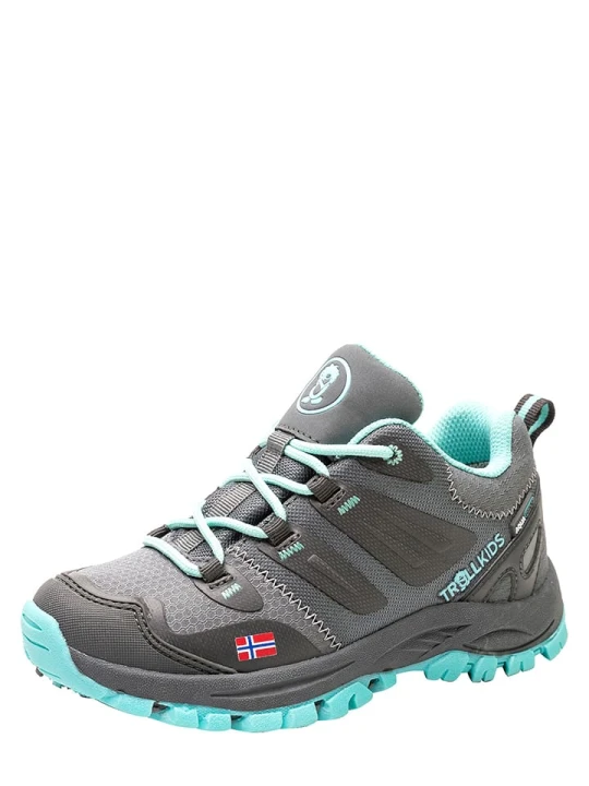 Zdjęcie produktu Trollkids Buty trekkingowe "Rondane Hiker Low" w kolorze szaro-turkusowym rozmiar: 38
