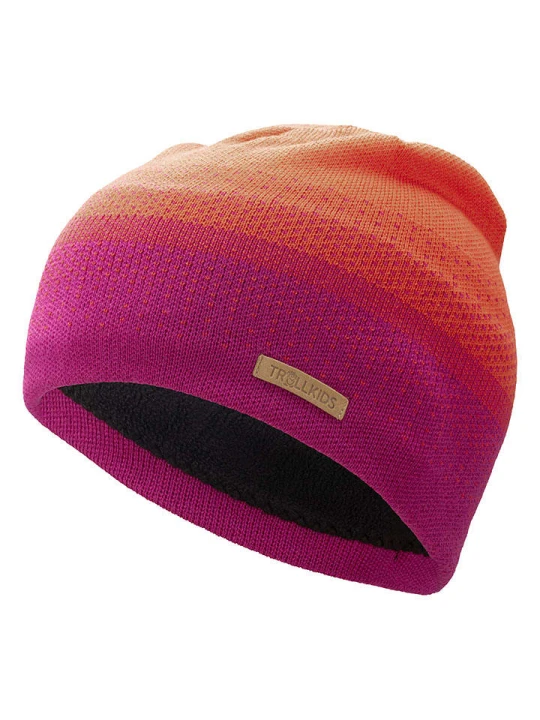 Zdjęcie produktu Trollkids Czapka beanie "Merino" w kolorze jagodowo-pomarańczowym rozmiar: 48-52 cm