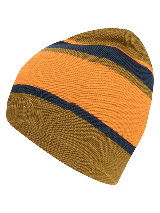 Zdjęcie produktu Trollkids Czapka beanie "Nordland" w kolorze oliwkowo-pomarańczowym rozmiar: 52-56 cm