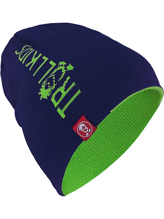 Zdjęcie produktu Trollkids Dwustronna czapka beanie "Troll" w kolorze jasnozielono-granatowym rozmiar: 52-56 cm