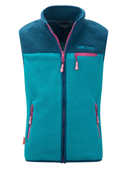 Zdjęcie produktu Trollkids Kamizelka polarowa "Hemsedal" w kolorze turkusowym rozmiar: 116