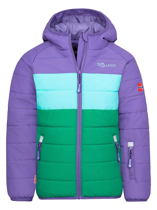 Zdjęcie produktu Trollkids Kurtka narciarska "Hafjell XT" w kolorze fioletowo-zielonym rozmiar: 104