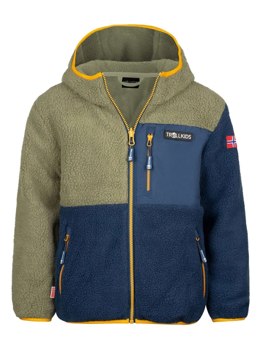Zdjęcie produktu Trollkids Kurtka polarowa "Aurlandsfjord" w kolorze granatowo-oliwkowym rozmiar: 98