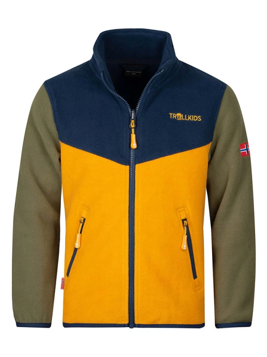 Zdjęcie produktu Trollkids Kurtka polarowa "Oppdal XT" w kolorze granatowo-żółtym rozmiar: 140