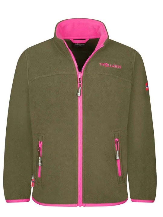 Zdjęcie produktu Trollkids Kurtka polarowa "Oppdal XT" w kolorze khaki rozmiar: 140