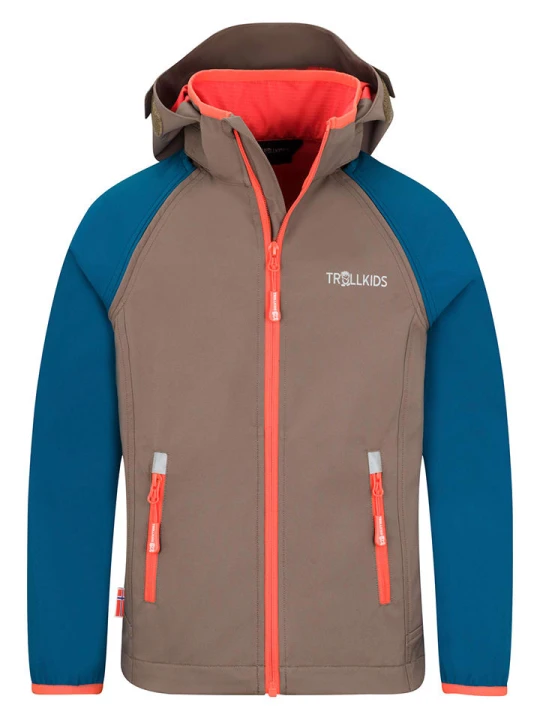 Zdjęcie produktu Trollkids Kurtka softshellowa Zipp-Off "Rondane XT" w kolorze niebiesko-brązowym rozmiar: 110