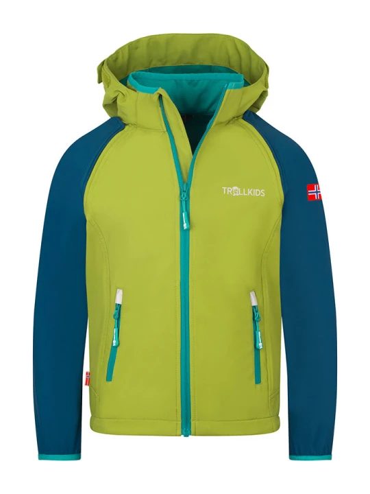 Zdjęcie produktu Trollkids Kurtka softshellowa Zipp-Off "Rondane XT" w kolorze zielono-niebieskim rozmiar: 152
