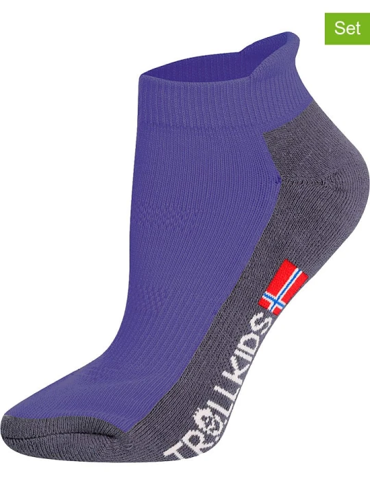 Zdjęcie produktu Trollkids Skarpety turystyczne (2 pary) "Hiking Low Cut Socks II" w kolorze fioletowym rozmiar: 27-30