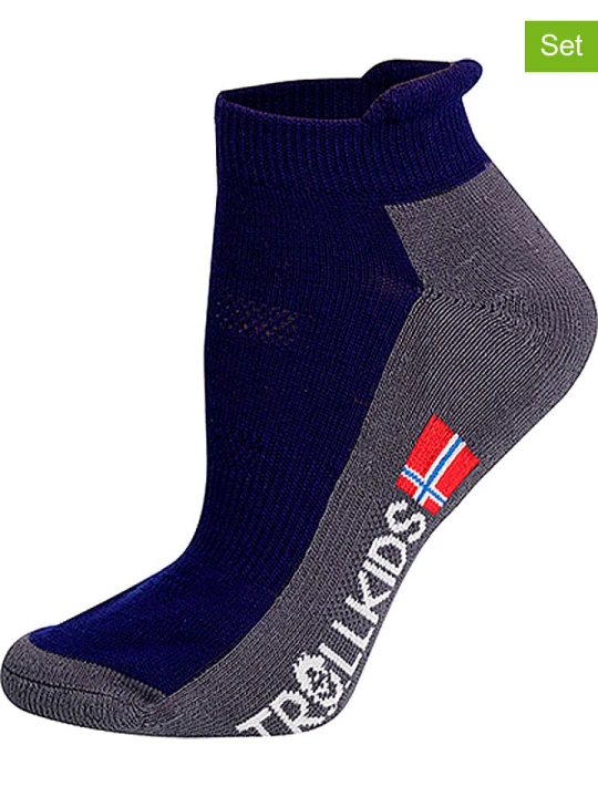 Zdjęcie produktu Trollkids Skarpety turystyczne (2 pary) "Low Cut Socks II" w kolorze granatowym rozmiar: 23-26