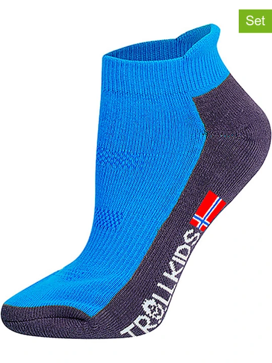 Zdjęcie produktu Trollkids Skarpety turystyczne (2 pary) "Low Cut Socks II" w kolorze niebieskim rozmiar: 27-30