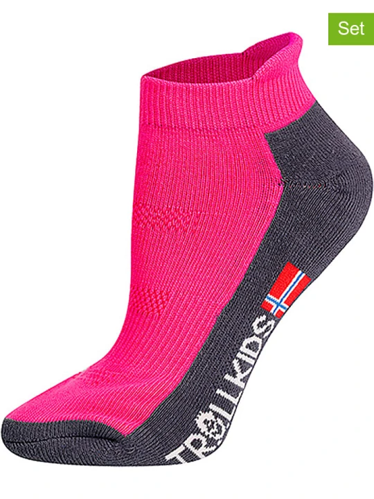 Zdjęcie produktu Trollkids Skarpety turystyczne (2 pary) "Low Cut Socks II" w kolorze różowym rozmiar: 23-26