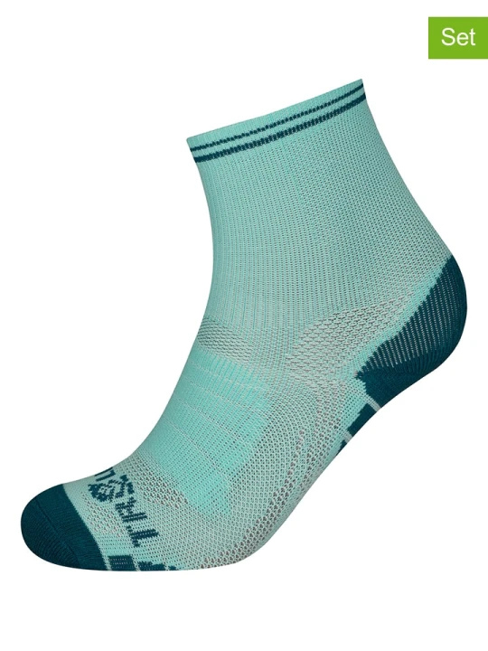 Zdjęcie produktu Trollkids Skarpety turystyczne (2 pary) "Mid Cut Socks III" w kolorze turkusowym rozmiar: 31-34