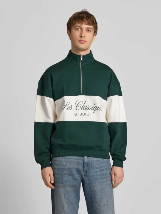 Zdjęcie produktu Troyer o kroju oversized z czystej bawełny model 'LES CLASSIQUES' Only & Sons Ciemnozielony