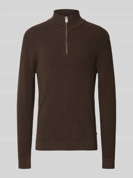 Zdjęcie produktu troyer o kroju slim fit z mieszanki bawełny Matinique Ciemnobrązowy