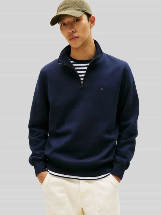 Zdjęcie produktu troyer w kroju regular fit z mieszanki bawełny Tommy Hilfiger Granatowy