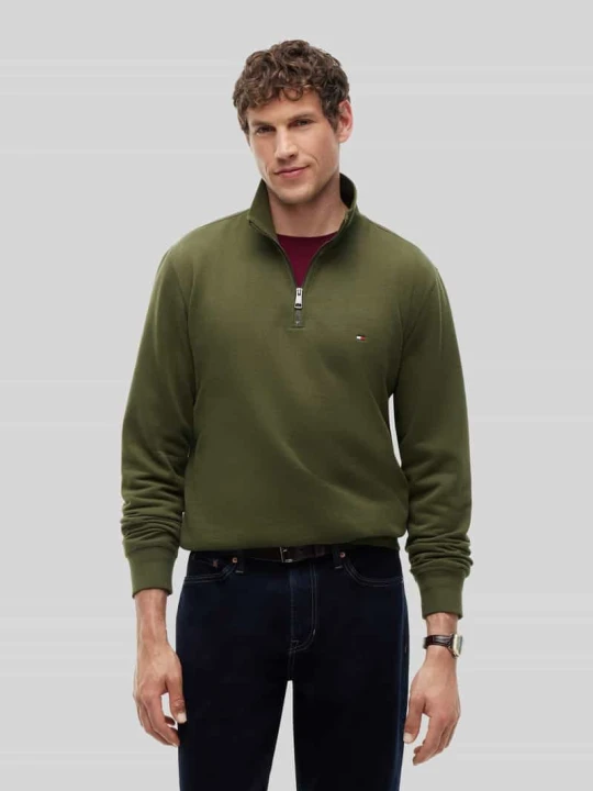 Zdjęcie produktu troyer w kroju regular fit z mieszanki bawełny Tommy Hilfiger Oliwkowy