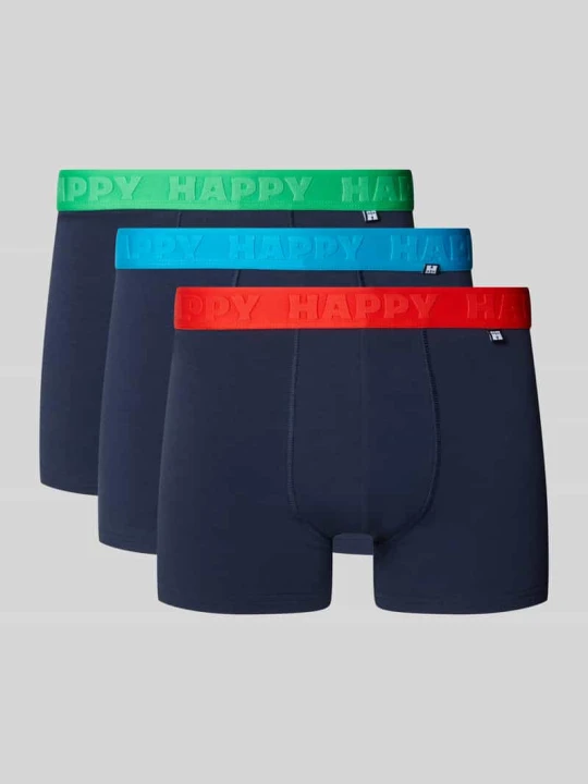 Zdjęcie produktu Trunki z elastycznym pasem w 3-paku Happy Socks Granatowy