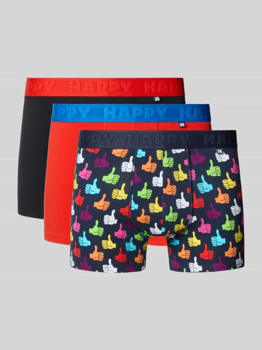 Zdjęcie produktu Trunki z elastycznym pasem w 3-paku Happy Socks Czarny