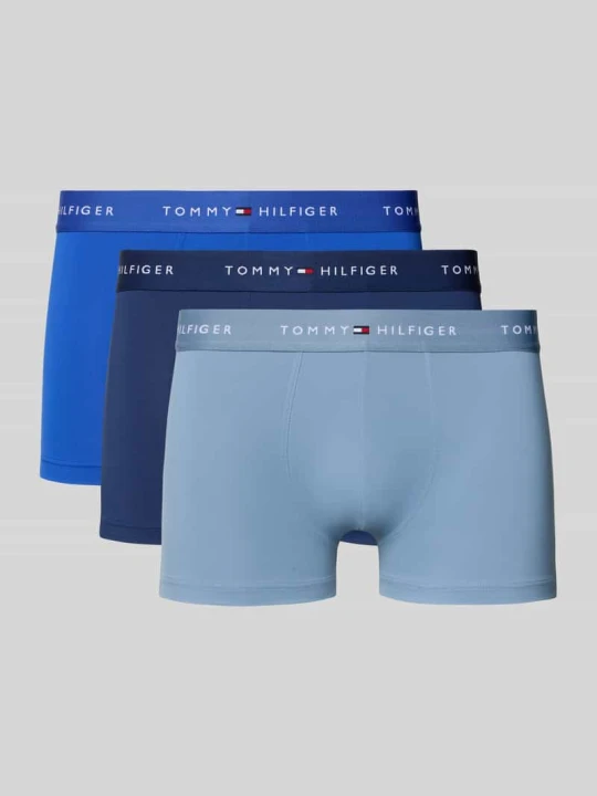 Zdjęcie produktu Trunks z elastycznym pasem z intarsjami z logo, w 3‑pakiecie Tommy Hilfiger Królewski niebieski