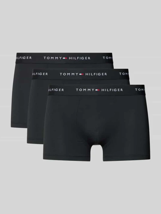 Zdjęcie produktu Trunks z elastycznym pasem z intarsjami z logo, w 3‑pakiecie Tommy Hilfiger Czarny