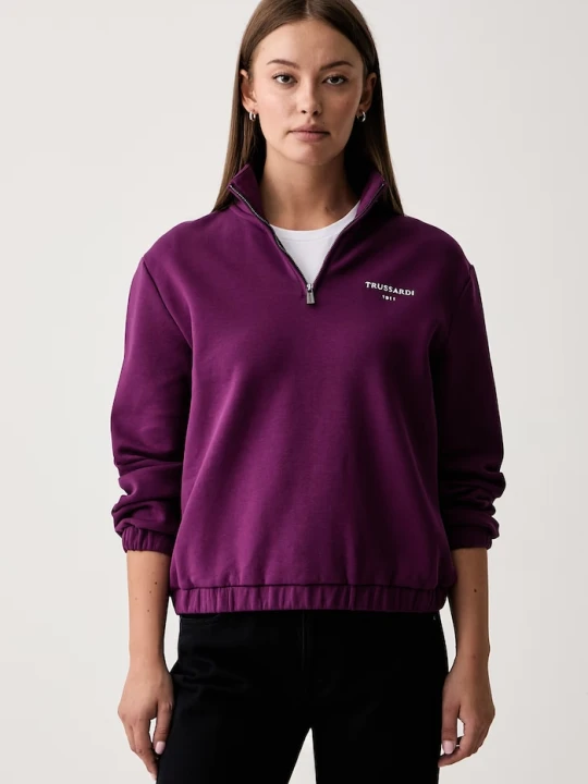 Zdjęcie produktu Trussardi bluza damska z bawełną fioletowy