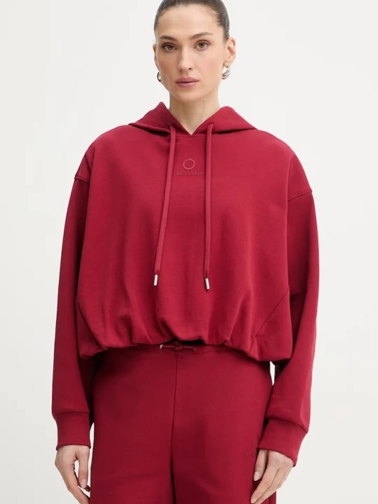 Zdjęcie produktu Trussardi bluza z kapturem damska bawełniana czerwony