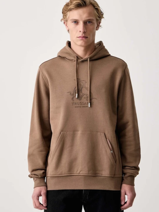 Zdjęcie produktu Trussardi bluza z kapturem męska bawełniana brązowy
