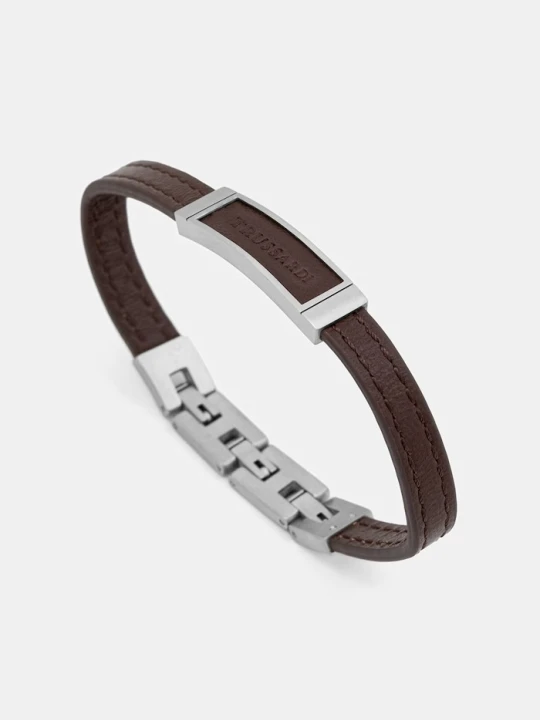 Zdjęcie produktu Trussardi bransoletka męska skórzana brązowy