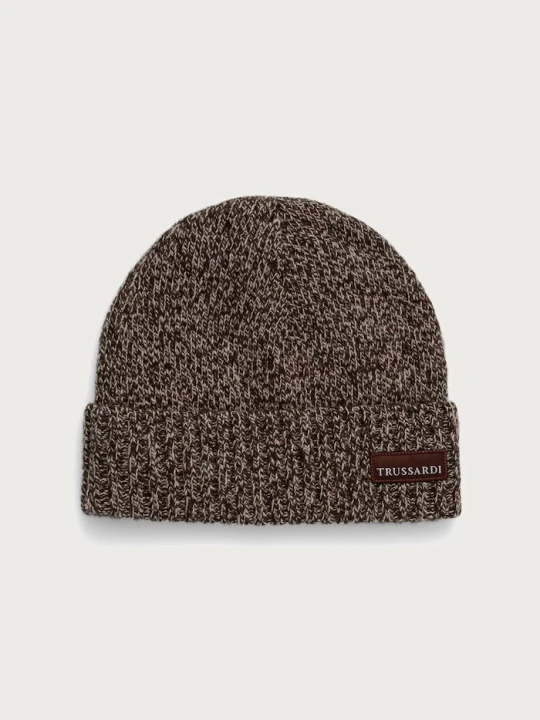 Zdjęcie produktu Trussardi czapka beanie męska wełniana brązowy