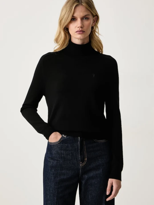 Zdjęcie produktu Trussardi golf damski wełniany czarny