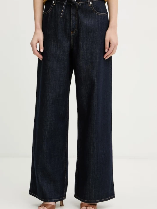Zdjęcie produktu Trussardi jeansy wide leg damskie granatowy