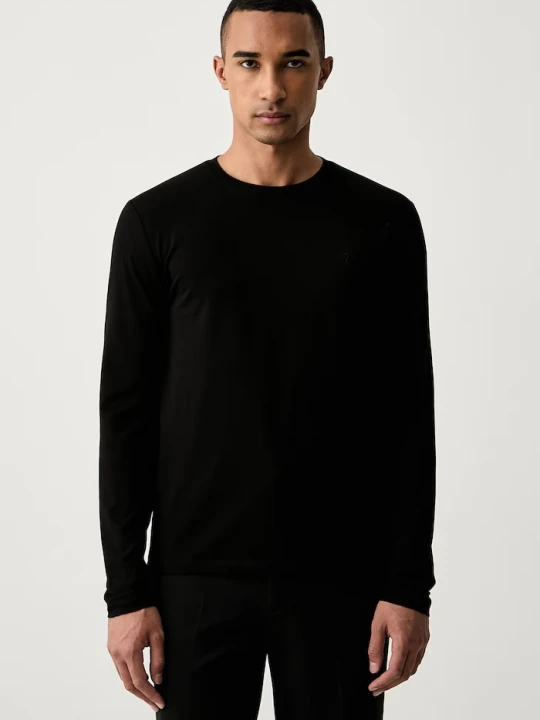 Zdjęcie produktu Trussardi longsleeve męski bawełniany z elastanem czarny