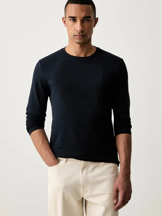 Zdjęcie produktu Trussardi longsleeve męski bawełniany z elastanem granatowy