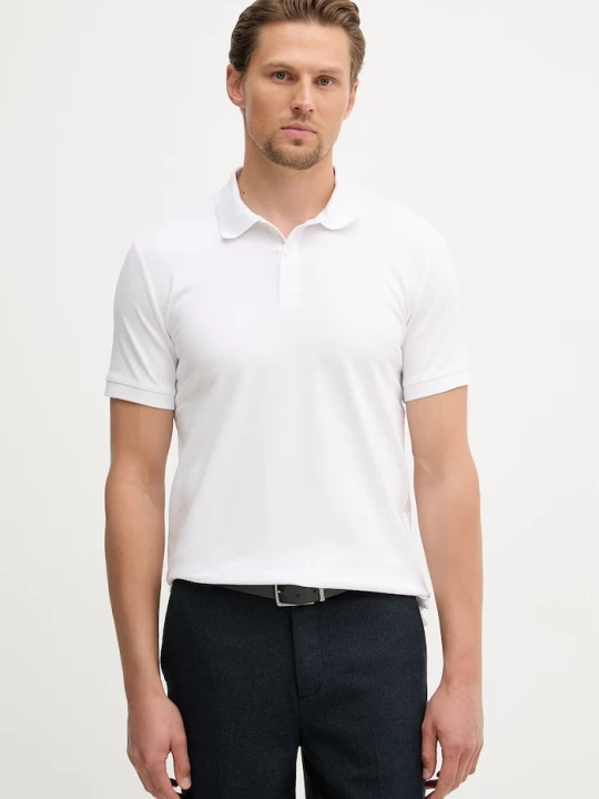 Zdjęcie produktu Trussardi polo męskie bawełniane z elastanem biały
