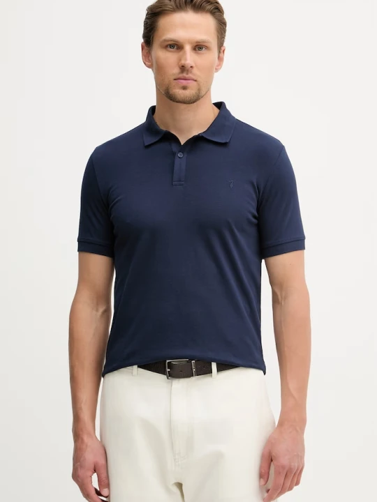 Zdjęcie produktu Trussardi polo męskie bawełniane z elastanem granatowy