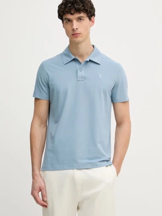Zdjęcie produktu Trussardi polo męskie z dodatkiem jedwabiu niebieski