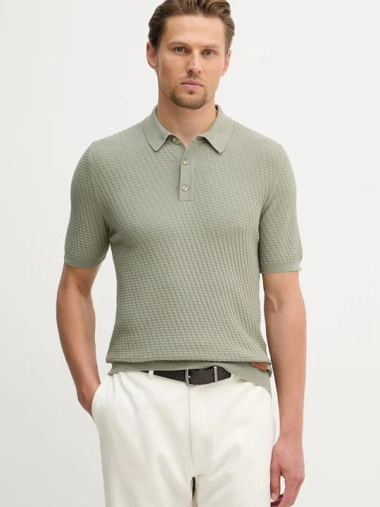Zdjęcie produktu Trussardi polo swetrowe męskie bawełniane zielony