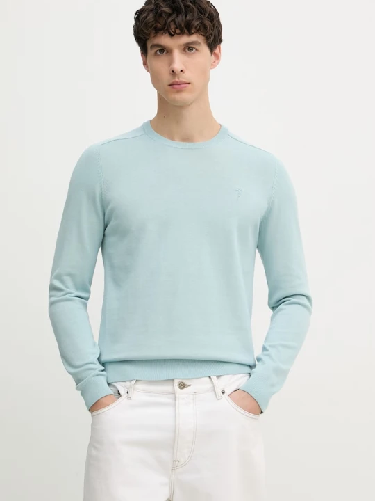 Zdjęcie produktu Trussardi sweter męski z bawełną turkusowy